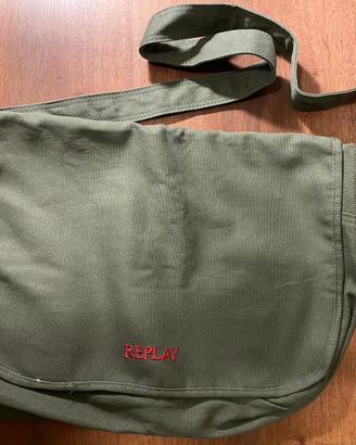 Tracolla Replay uomo color verde militare in tela