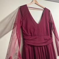 Abito da sera lungo  Borgogna nuovo lizalù XL