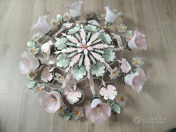 Plafoniera anni 80/90 in ferro battuto 12 luci