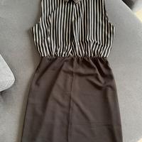 Vestito a righe con colletto strass