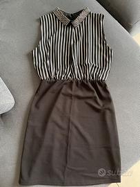 Vestito a righe con colletto strass