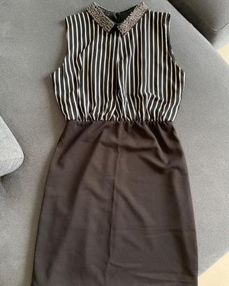 Vestito a righe con colletto strass