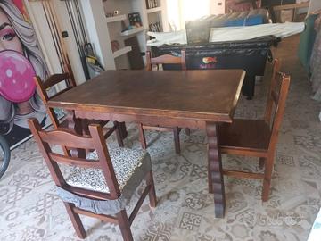 tavolo tipo rustico  legno 4 sedie 