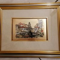 Quadro Foglia in Oro.Litografía d' arte realizzata