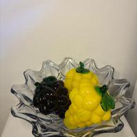 centrotavola vetro , 3 grappoli di uva