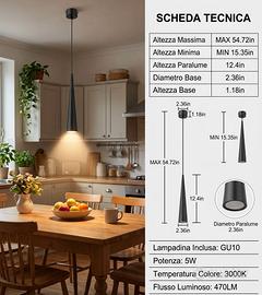 Lampada a sospensione 5W con lampadina Gu10