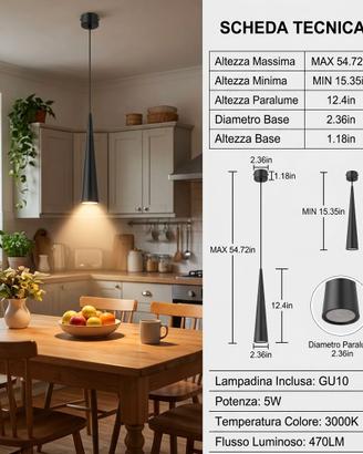 Lampada a sospensione 5W con lampadina Gu10