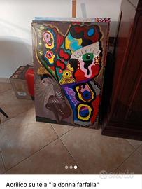Acrilico su tela " la donna farfalla"