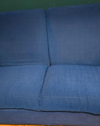 Divano 2 posti blu in microfibra/velluto