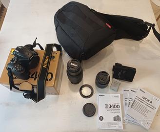 Nikon D3400 cob 2 obiettivi e altro