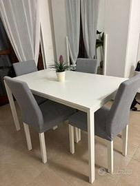 Tavolo Ikea VIHALS bianco con 4 sedie Ikea KATTIL 