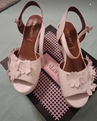 sandali con zeppa Sara Lopez In vera pelle