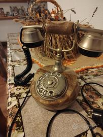 telefono a disco rotante vintage con base in marmo