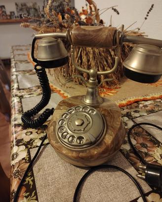 telefono a disco rotante vintage con base in marmo