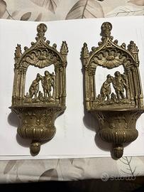 Coppia acquasantiere vintage battesimo di Gesu