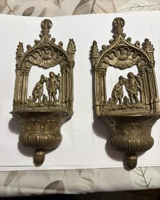 Coppia acquasantiere vintage battesimo di Gesu