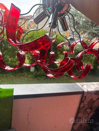 Lampadario a soffitto in cristallo rosso