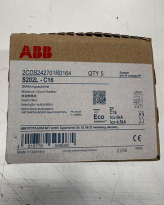 5 magnetotermici ABB S202L-C16 in confezione nuova