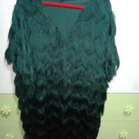 Abito Verde Smeraldo  con frange morbidissime - XL