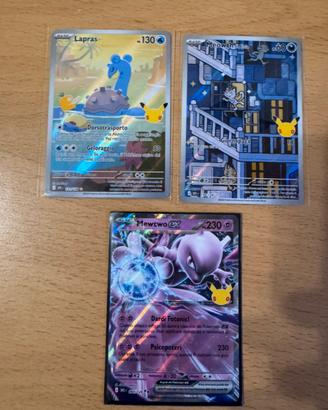 Mini lotto carte Pokémon lapras meowth Mewtwo