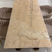 TAVOLO PRANZO MARMO E LEGNO INTAGLIATO NEOCLASSICO