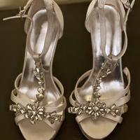 Scarpe sandalo da ballo bianco argento