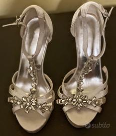 Scarpe sandalo da ballo bianco argento