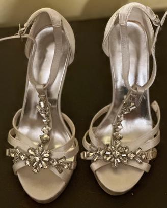 Scarpe sandalo da ballo bianco argento