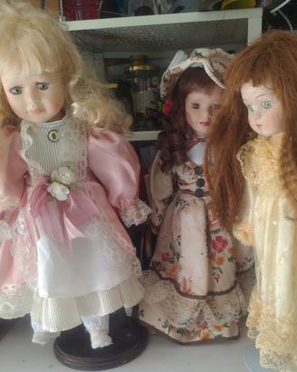 3 grandi bambole vintage biscuits da collezione