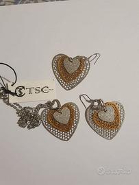 Orecchini e collana a forma di cuore TSC Jewels