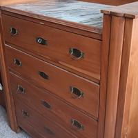 Comò Antico in Legno con Marmo e Specchiera - Stil
