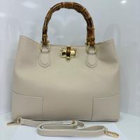 Borsa in vera pelle- manico in Bamboo
