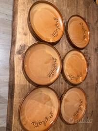 Set 6 piatti piani in cotto / terracotta smaltata