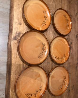 Set 6 piatti piani in cotto / terracotta smaltata