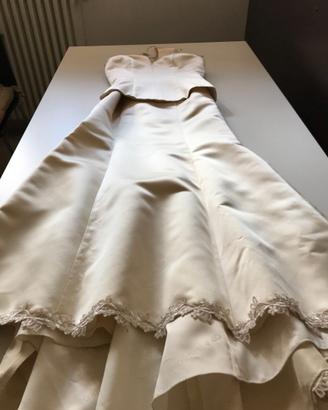 Abito  da sposa in raso colore panna taglia 42