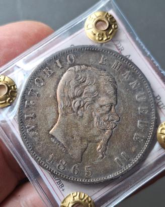 5 lire 1865 N