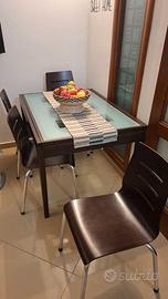 Tavolo Calligaris allungabile in vetro + 6 sedie
