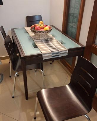 Tavolo Calligaris allungabile in vetro + 6 sedie