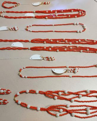 Collezione ''Nelli da Mosca'' corallo e perle,5pz