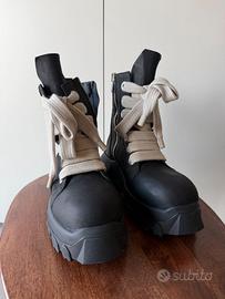 Stivali Rick Owens Jumbolace Army in Pelle Nera