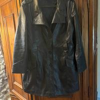 Cappotto nero in vera pelle