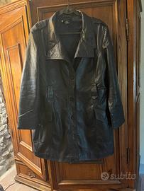 Cappotto nero in vera pelle