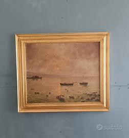 Marina dipinto olio su tela antico 