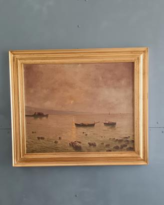 Marina dipinto olio su tela antico 