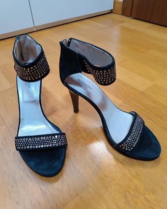 Scarpe: Sandali neri con strass