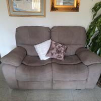 Divano Recliner 2 posti Nabuk Grigio Tortora 