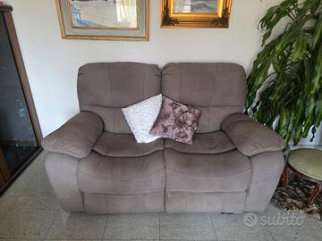 Divano Recliner 2 posti Nabuk Grigio Tortora 