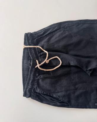 Pantaloni leggeri estivi in lino/cotone - Nero