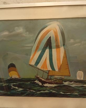Quadro Tridimensionale Vintage "Marina con Barche
