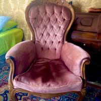 Poltrona  Arredamento noce velluto raso art deco